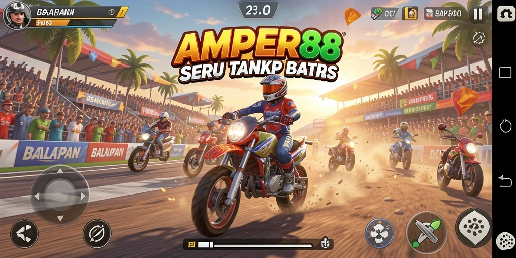 Tampilan menarik dari gameplay balap di AMPER88.