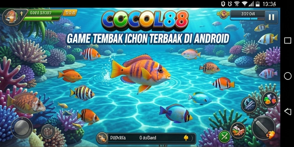 Tampilan gameplay COCOL88 yang penuh warna dan seru saat menembak ikan.