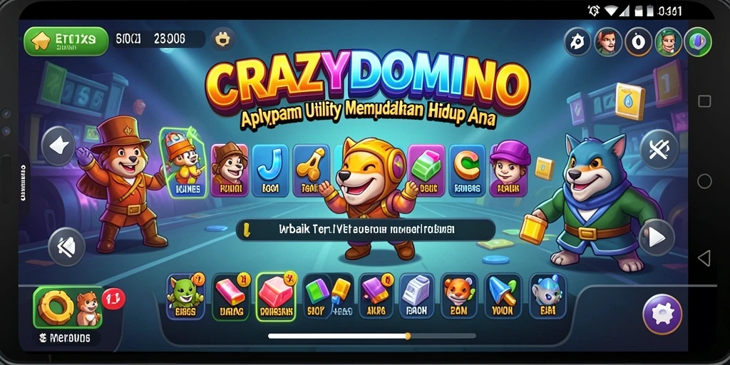 Tampilan gameplay <strong>CRAZYDOMINO</strong> yang menarik dan fungsional.