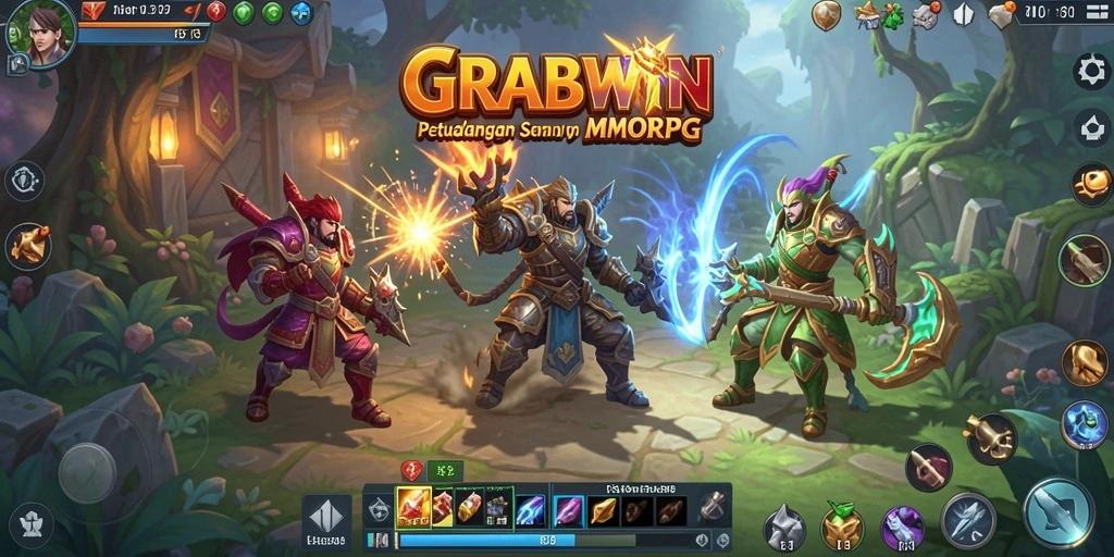 Gameplay menakjubkan dalam dunia <strong>GRABWIN</strong> MMORPG.
