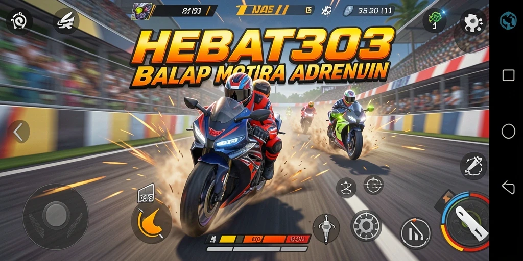 Tampilan gameplay HEBAT303 dengan aksi balap motor yang menegangkan.