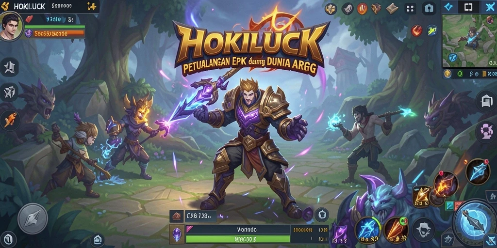 Screenshot gameplay HOKILUCK menampilkan pertarungan seru dan karakter yang kuat.