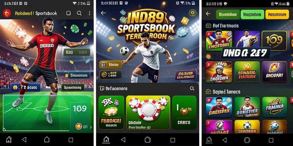 Gameplay aplikasi Sportsbook dengan berbagai pilihan taruhan.