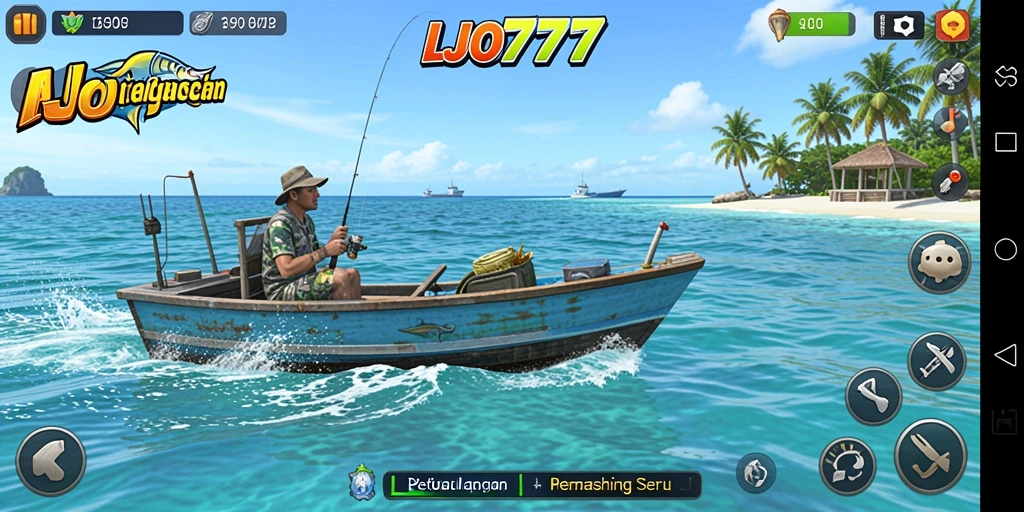 Tampilan gameplay memancing seru di LJO777 dengan berbagai jenis ikan.