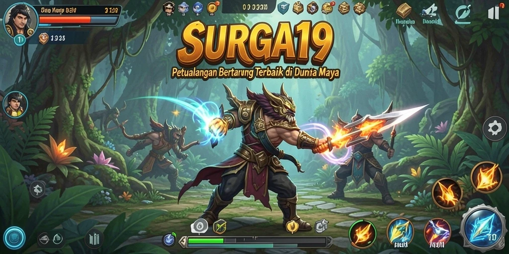 Screenshot utama SURGA19 menampilkan aksi pertarungan yang mendebarkan.