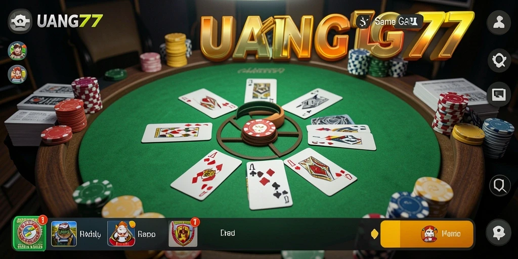 Tampilan gameplay UANG77 yang menarik saat bermain Gaple.