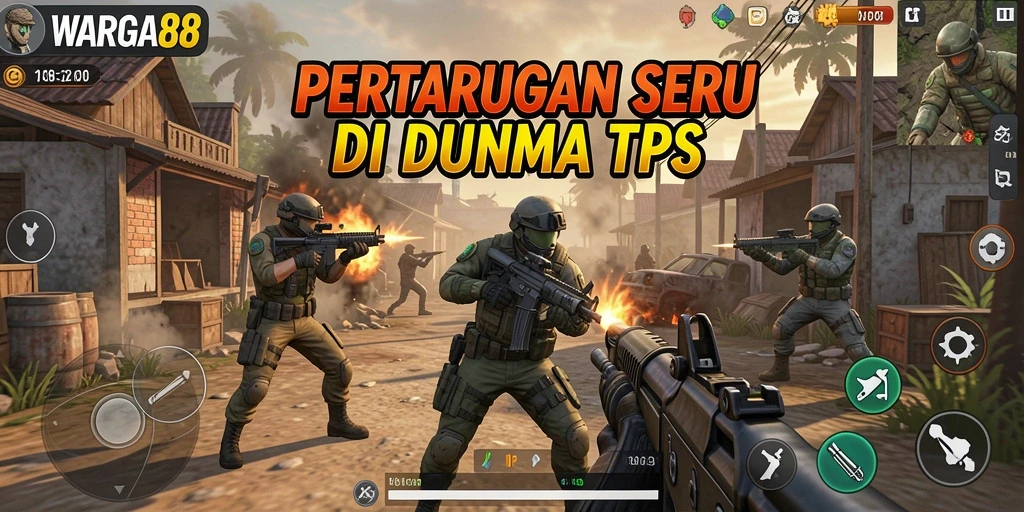 Screenshot menampilkan aksi seru dalam game TPS WARGA88.