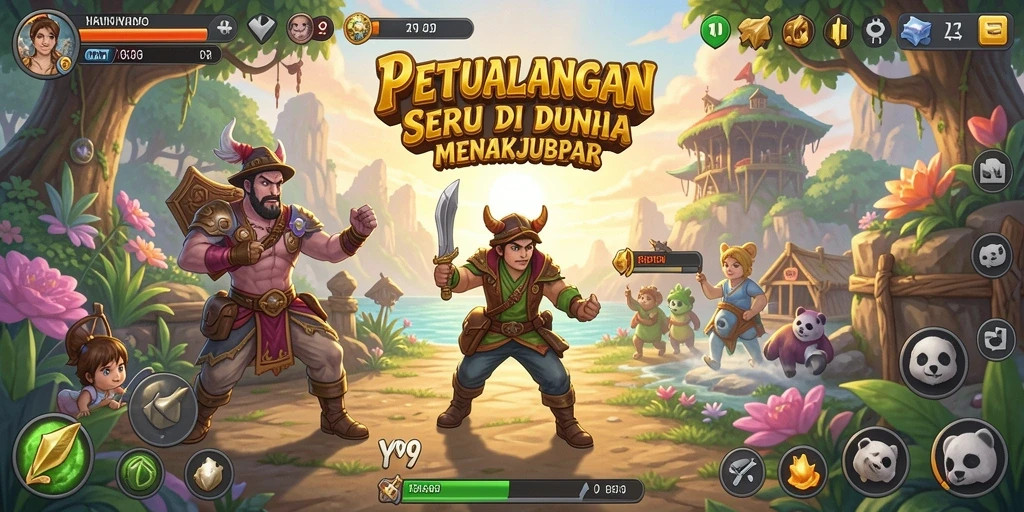 Gameplay seru Y89 dalam dunia petualangan yang penuh warna.